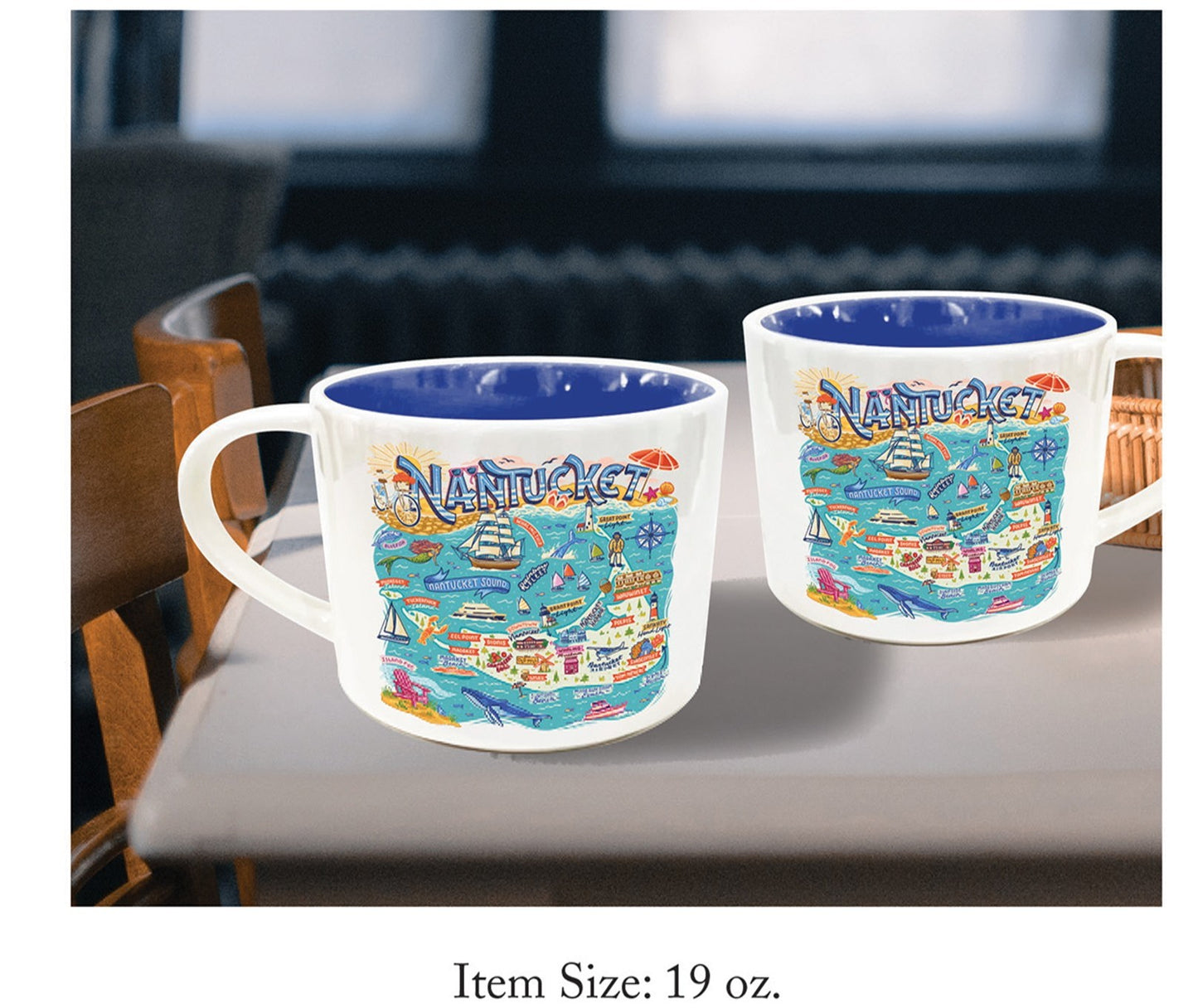 Nantucket map stoneware mug