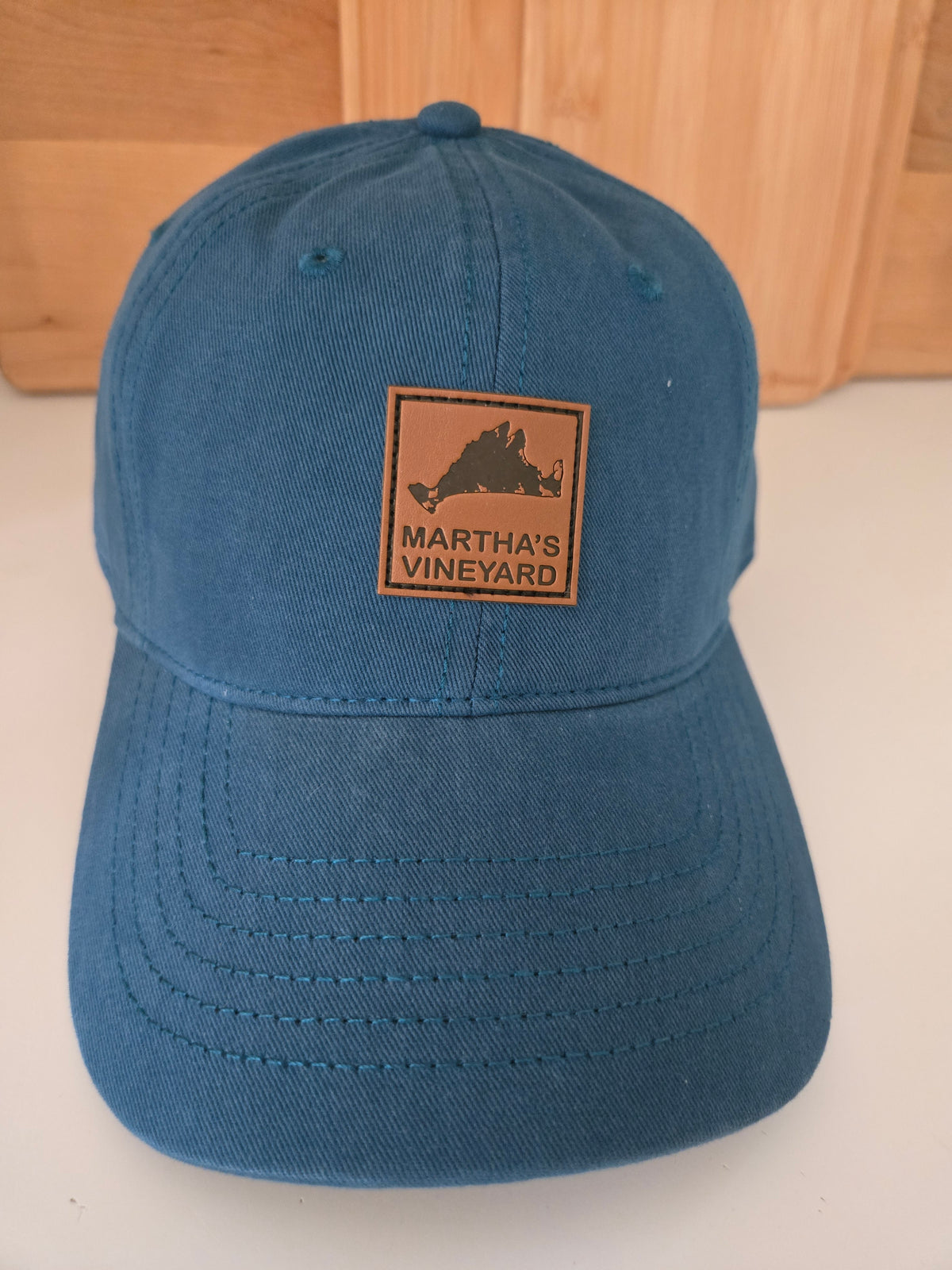 Martha's Vineyard Leather Map Hat in Blue