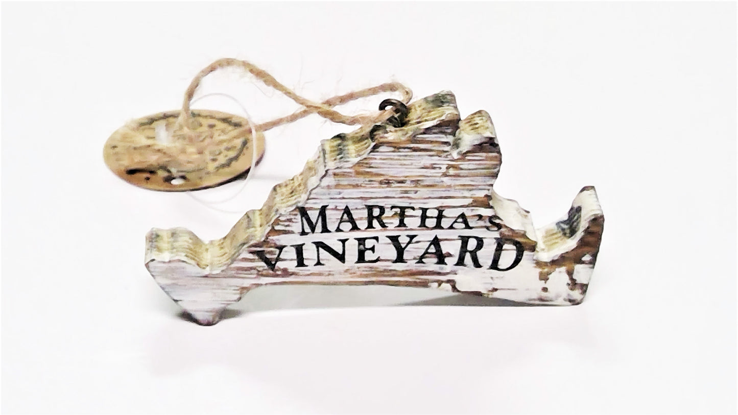 Martha's Vineyard Wood Map Ornament
